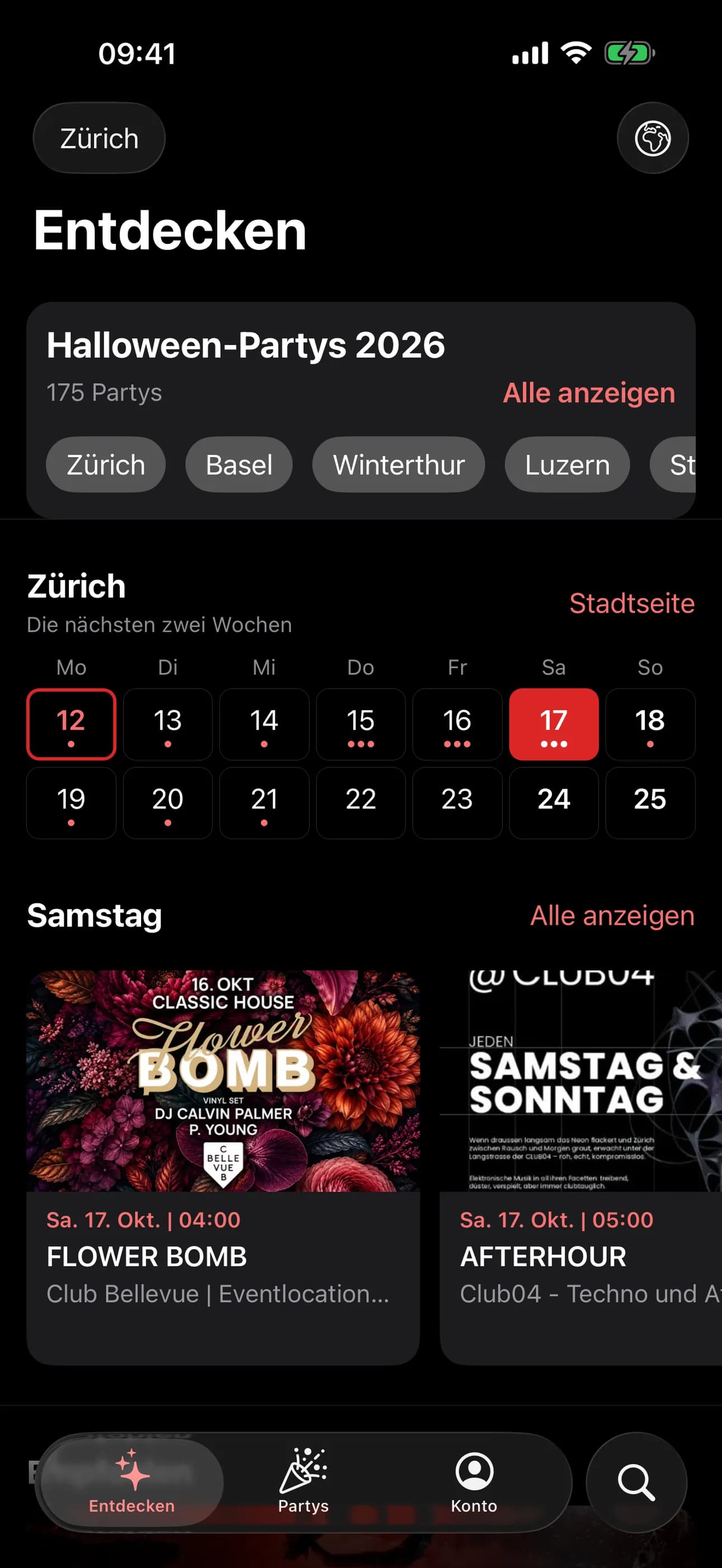 Discover: parties in Zürich for the next two weeks
